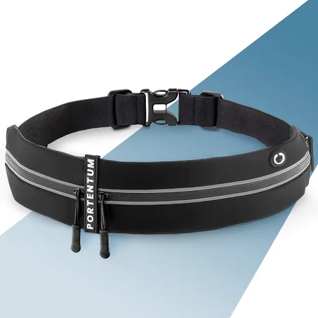 Ceinture de course pour homme et femme, sans rebond, double poche, imperméable, sac banane pour tous les téléphones portables, Camouflage noir, Ceinture de course