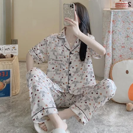 CAND Woman's  silk Terno Pyjama Nightwear  Free size