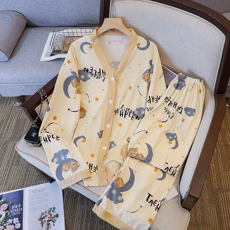 Cotton milk long sleeves pyjama  free size yellow