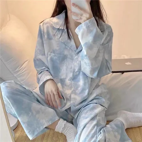 Cotton milk long sleeves pyjama  free size sky blue