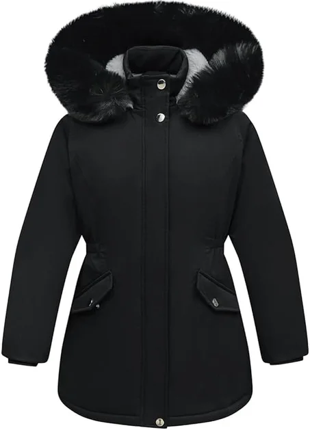 Abrigo largo impermeable para niñas, ropa de invierno cálida, parka acolchada con capucha