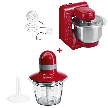 PACK BOSCH ROBOT DE CUISINE + MINI HACHOIR 400W ROUGE