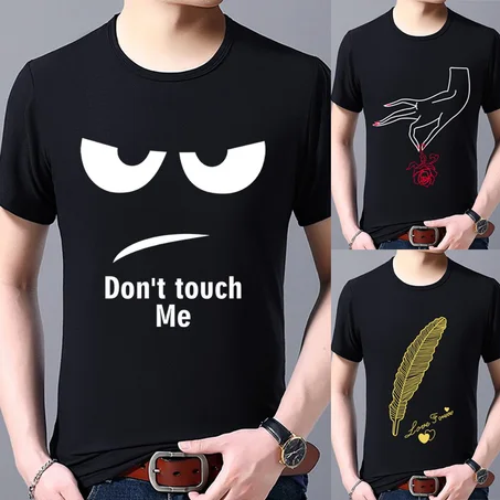 الصيف الرجال تي شيرتات قصيرة الاكمام صورة بيضاء طباعة  تي شيرت رياضي