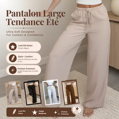 Pantalon Large Tendance Été 🌿