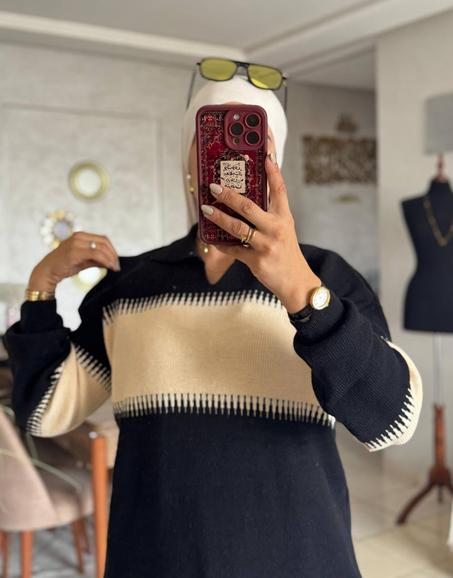 أنصومبل شتوي تركي 🇹🇷  للمحجبات و لغير المحجبات (Noir &  beige)