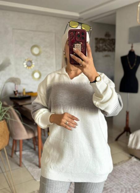 أنصومبل شتوي تركي 🇹🇷  للمحجبات و لغير المحجبات (gris & blanc)