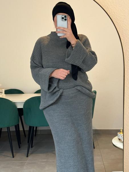 Ensemble  Hijab style 2 (Gris)