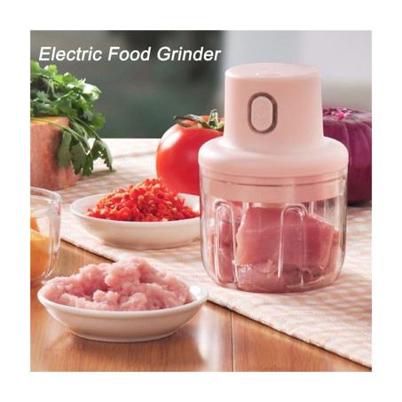 Hachoir à viande électrique sans fil de 250 ml, chargement USB (rose)