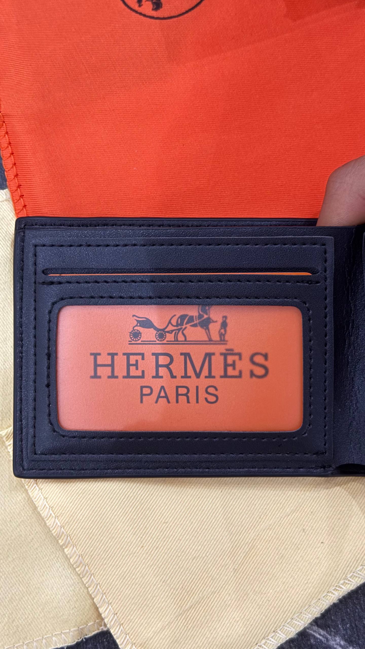 PORTE MONNAIE HERMES BLACK LEATHER