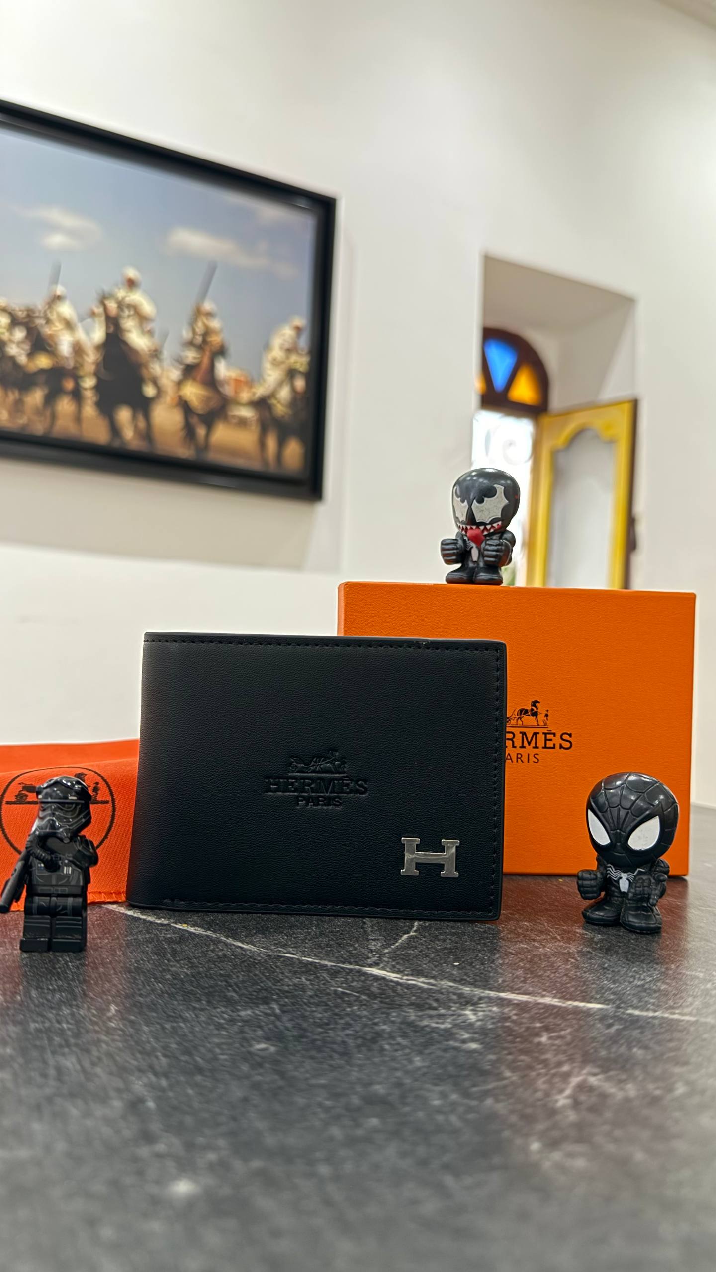 PORTE MONNAIE HERMES BLACK LEATHER