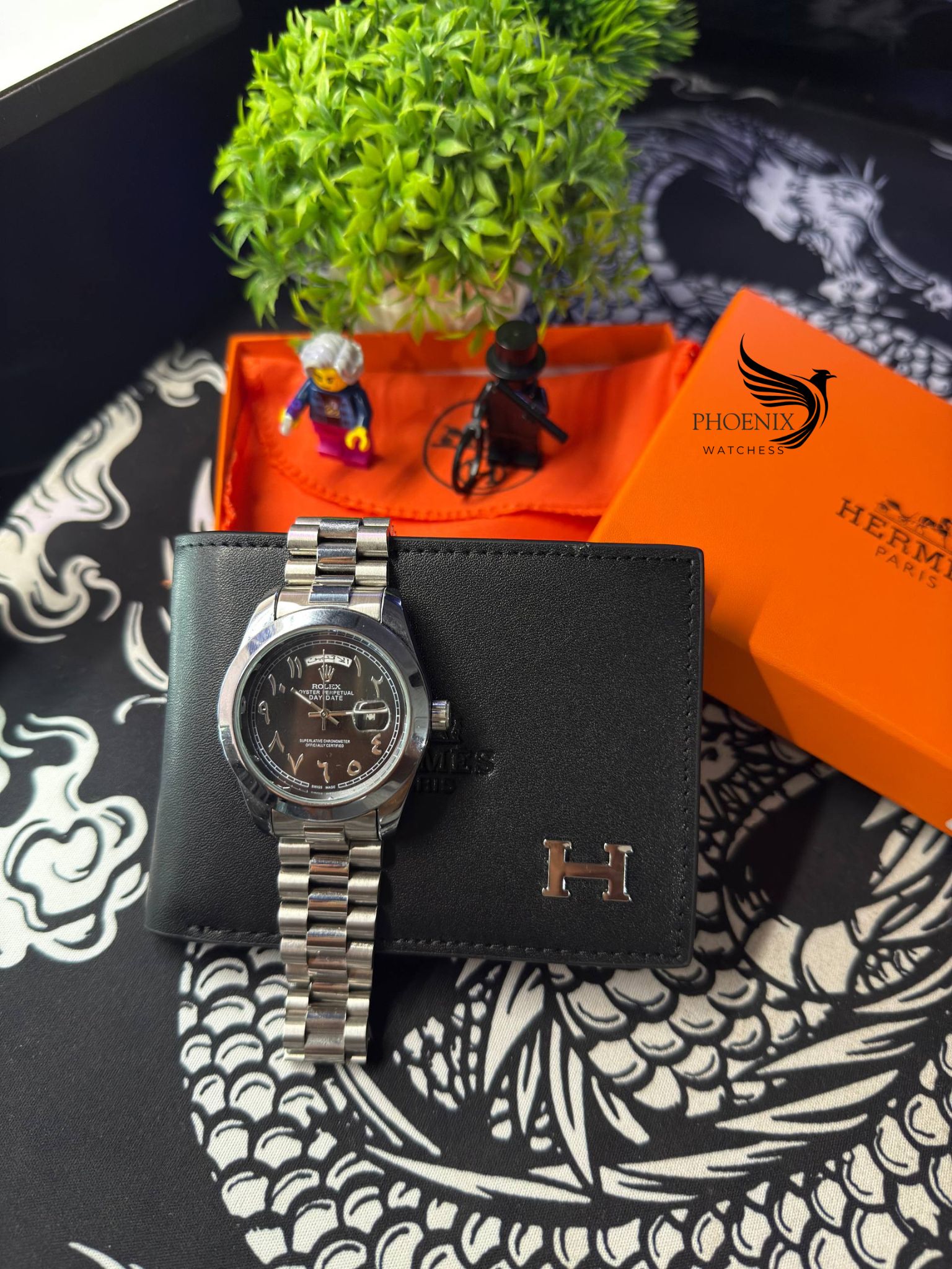 PACK ROLEX ARABIC BLACK +HERMES BLACK