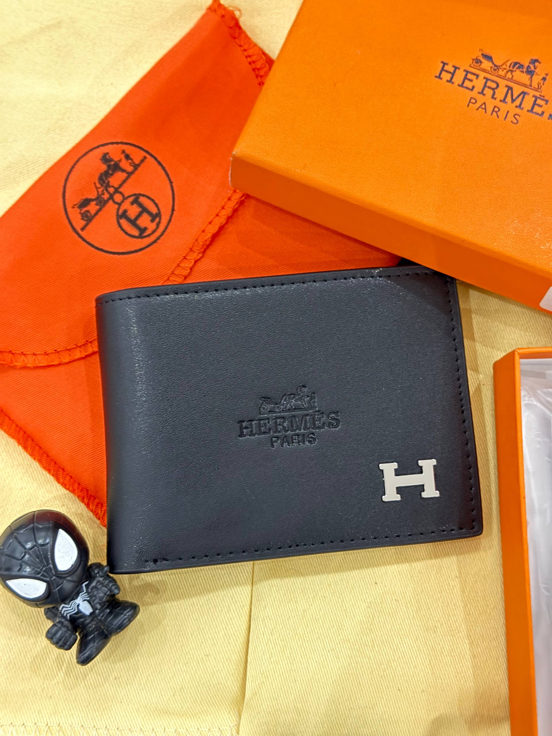PORTE MONNAIE HERMES BLACK LEATHER