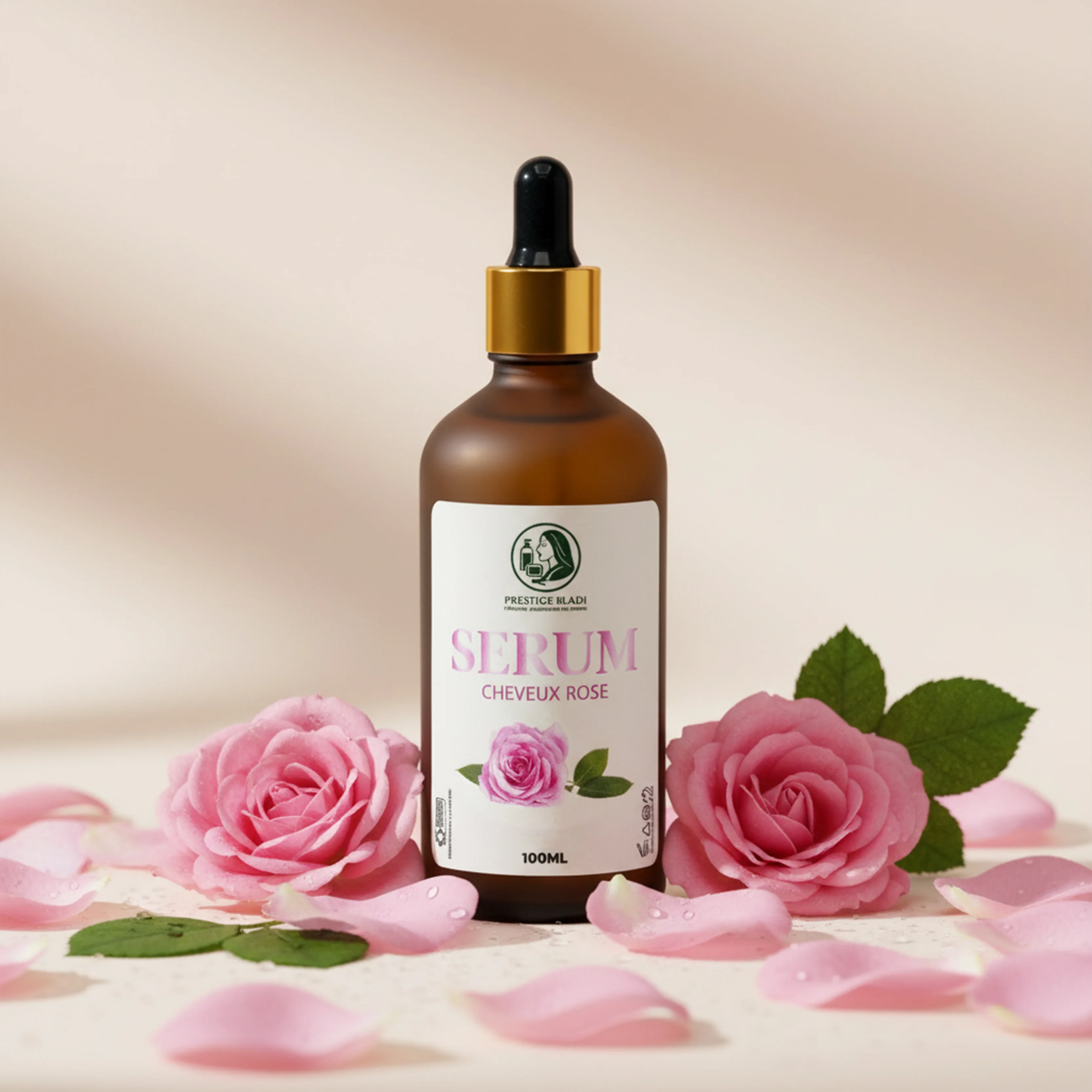 Sérum cheveux à la rose – Brillance, douceur & anti-frisottis