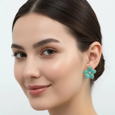 Turquoise Bloom Flower Earrings