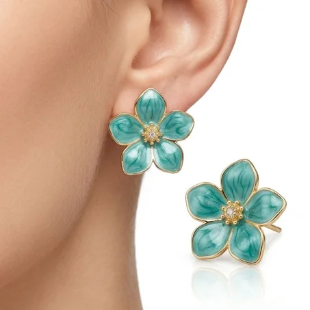 Turquoise Bloom Flower Earrings