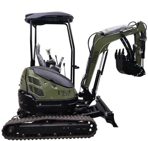 TYPHON TERROR X STORM Mini Excavator 1 Ton Trench Digger with Canopy, Hydraulic Thumb Clip, Bucket USA