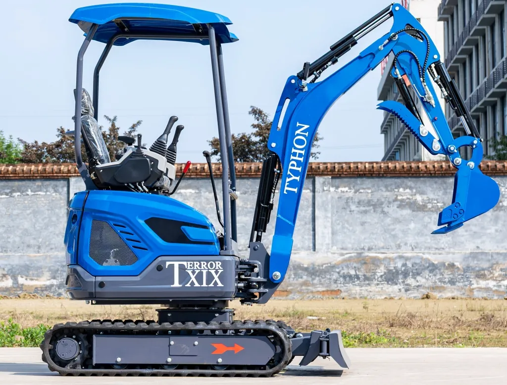 TYPHON TERROR XIX STORM Mini Excavator – 4000lbs Trench Digger with Boom Swing, Canopy, Retractable Tracks