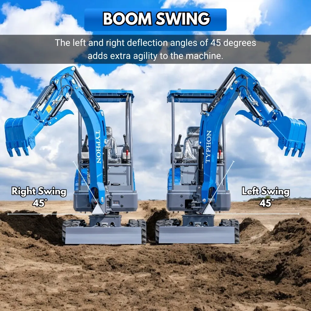 TYPHON TERROR XIX STORM Mini Excavator – 4000lbs Trench Digger with Boom Swing, Canopy, Retractable Tracks
