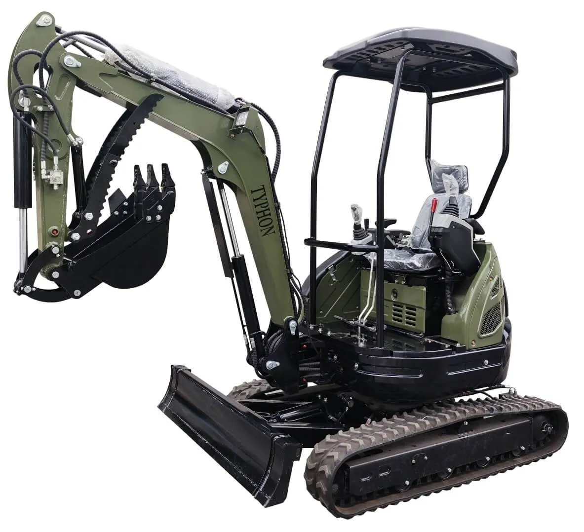 TYPHON TERROR X STORM Mini Excavator 1 Ton Trench Digger with Canopy, Hydraulic Thumb Clip, Bucket USA