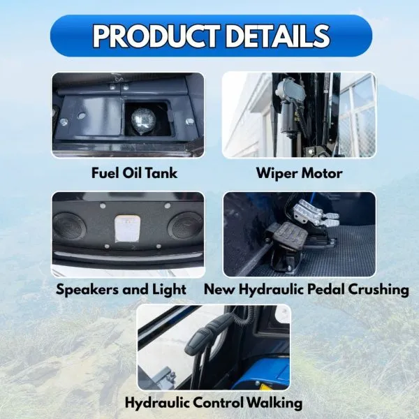 TYPHON TERROR XIX Prestige Cabin Mini Excavator 4200lbs 20.4 HP Kubota D902 with Boom Swing, Retractable Tracks