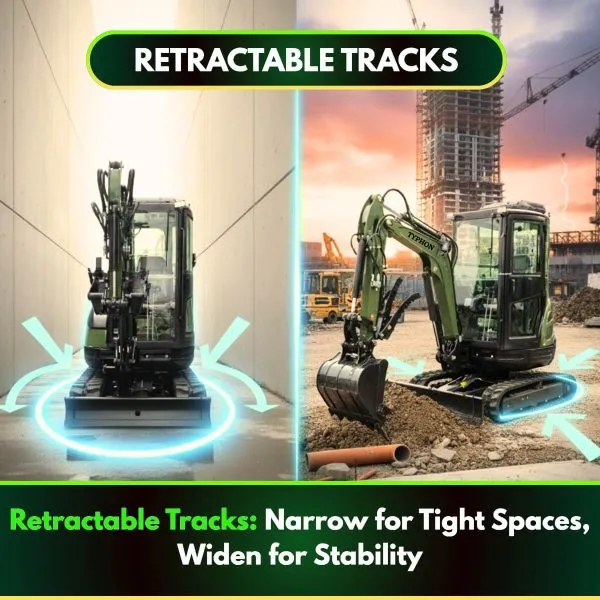 TYPHON TERROR XXV Diesel Mini Excavator 2.7 Ton, 25.1 hp Kubota D1105 RetractableTracks, AC Cabin