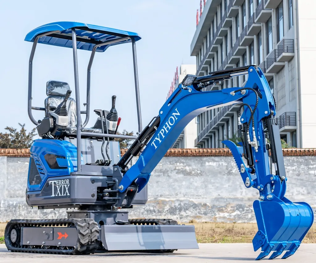 TYPHON TERROR XIX STORM Mini Excavator – 4000lbs Trench Digger with Boom Swing, Canopy, Retractable Tracks