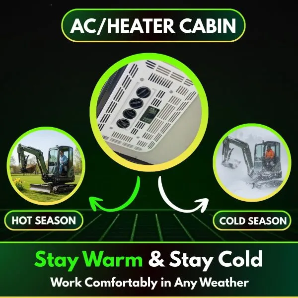 TYPHON TERROR XXV Diesel Mini Excavator 2.7 Ton, 25.1 hp Kubota D1105 RetractableTracks, AC Cabin