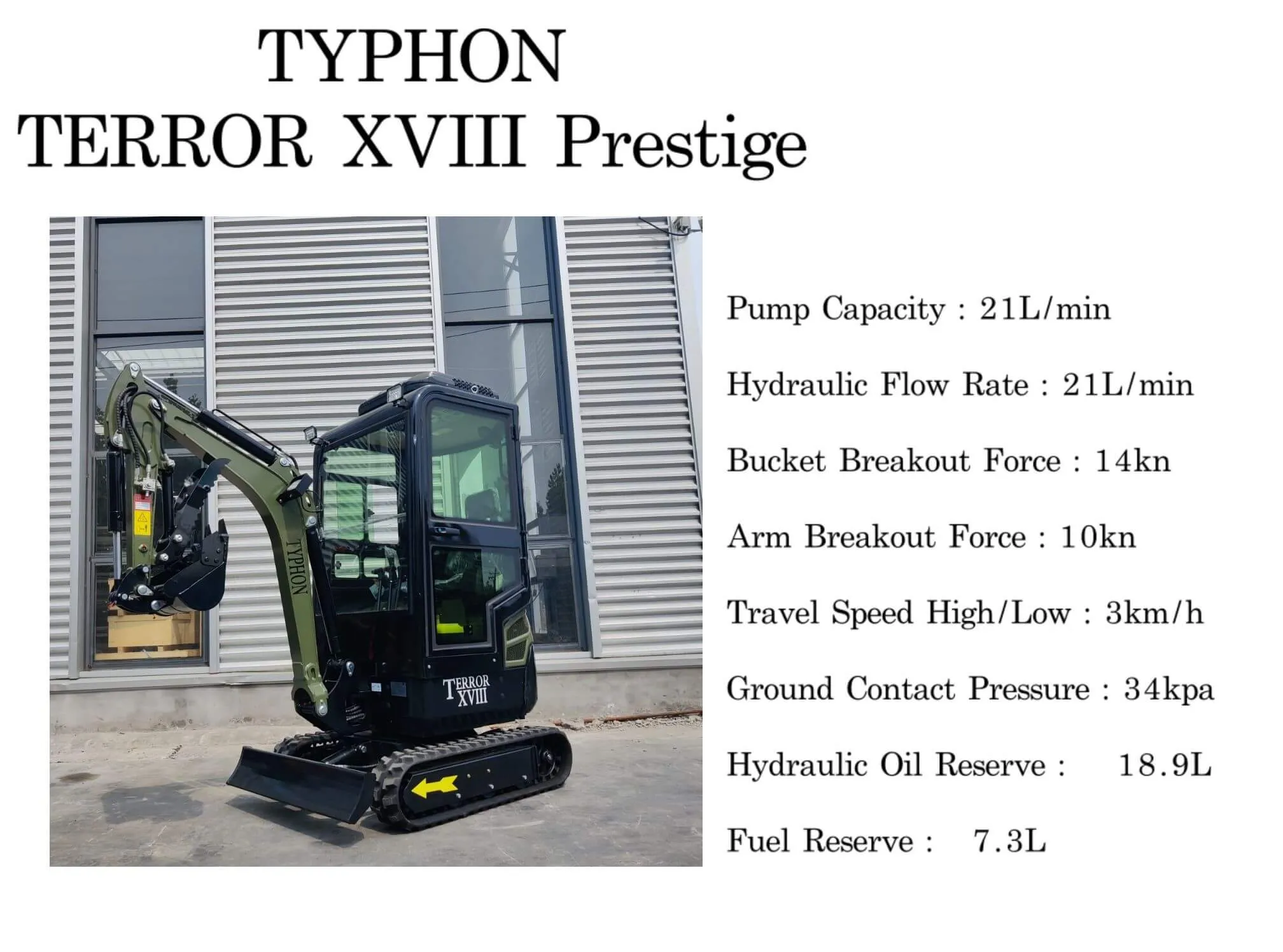 Green TYPHON TERROR XVIII Prestige 2 Ton Mini Excavator KUBOTA Diesel Engine USA