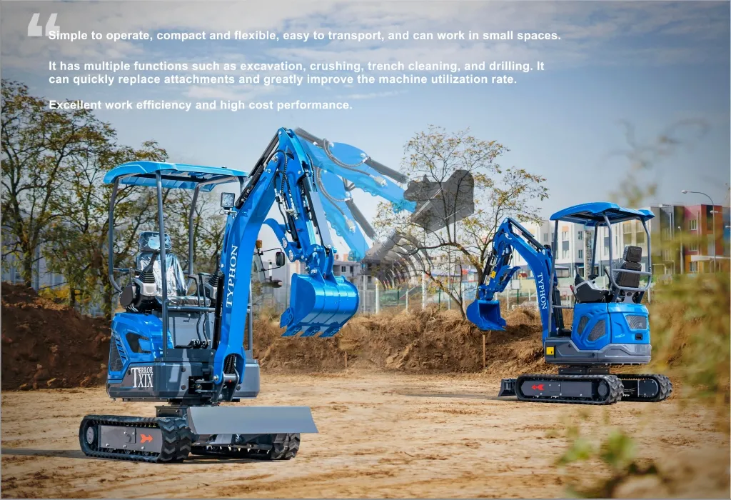 TYPHON TERROR XIX STORM Mini Excavator – 4000lbs Trench Digger with Boom Swing, Canopy, Retractable Tracks