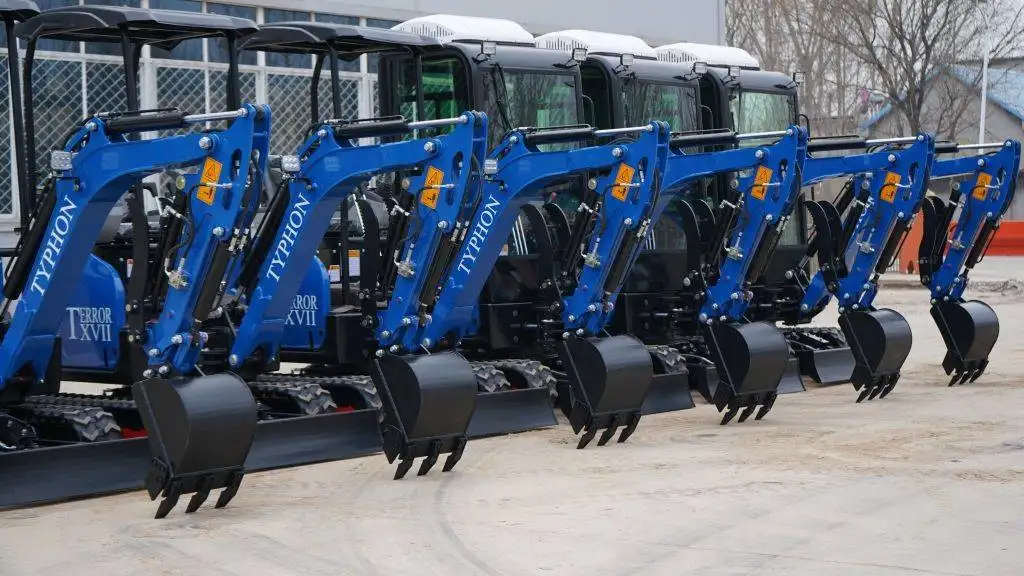 TYPHON TERROR XI STORM Mini Excavator – 1.1 Ton Trench Digger with Boom Swing, Hydraulic Thumb Clip, Bucket USA