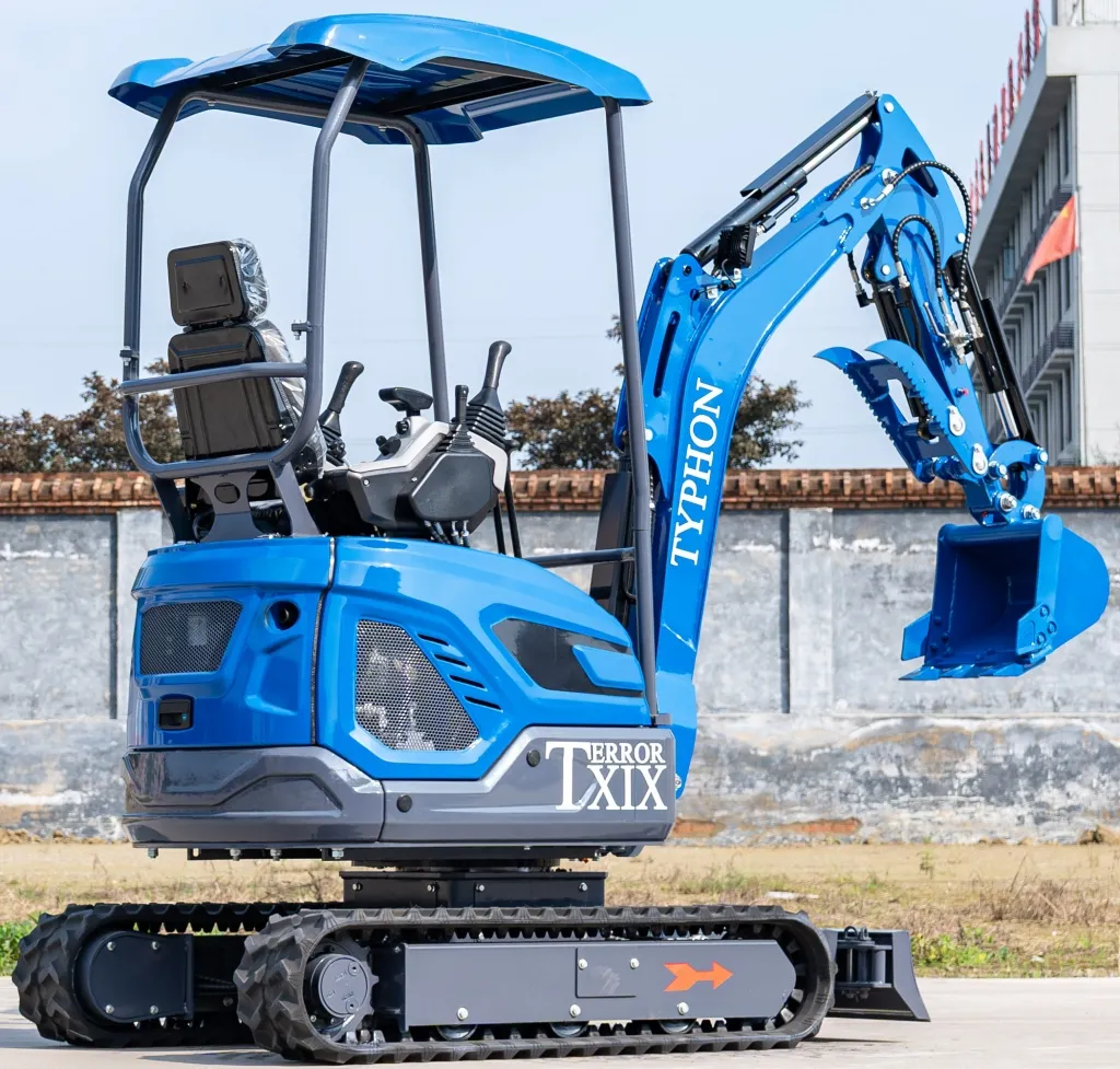TYPHON TERROR XIX STORM Mini Excavator – 4000lbs Trench Digger with Boom Swing, Canopy, Retractable Tracks