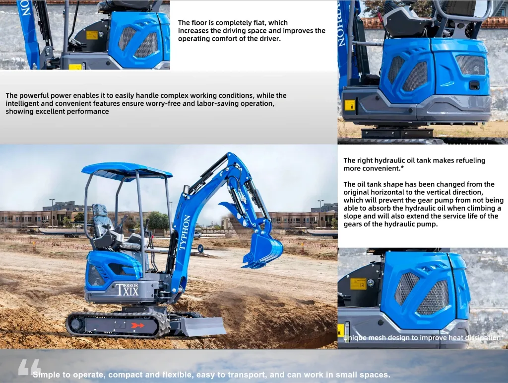 TYPHON TERROR XIX STORM Mini Excavator – 4000lbs Trench Digger with Boom Swing, Canopy, Retractable Tracks