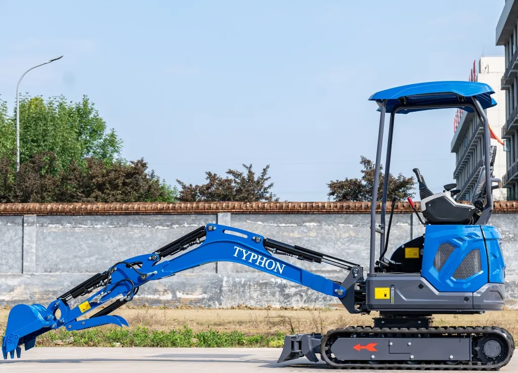 TYPHON TERROR XIX STORM Mini Excavator – 4000lbs Trench Digger with Boom Swing, Canopy, Retractable Tracks