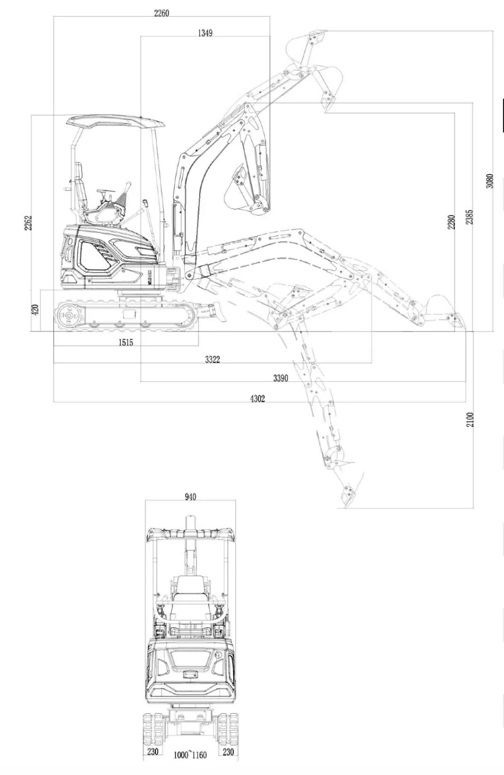 TYPHON TERROR XIX STORM Mini Excavator – 4000lbs Trench Digger with Boom Swing, Canopy, Retractable Tracks
