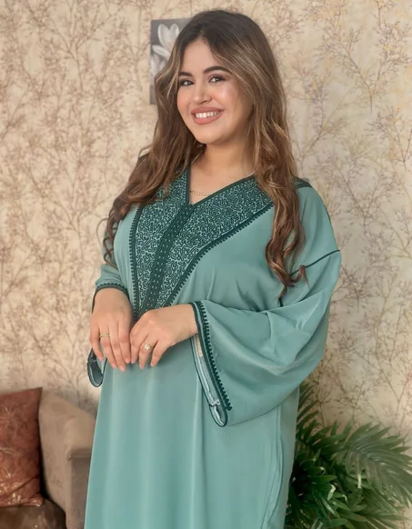 Vert canard قفطان مغربي فاخر للأعياد والمناسبات