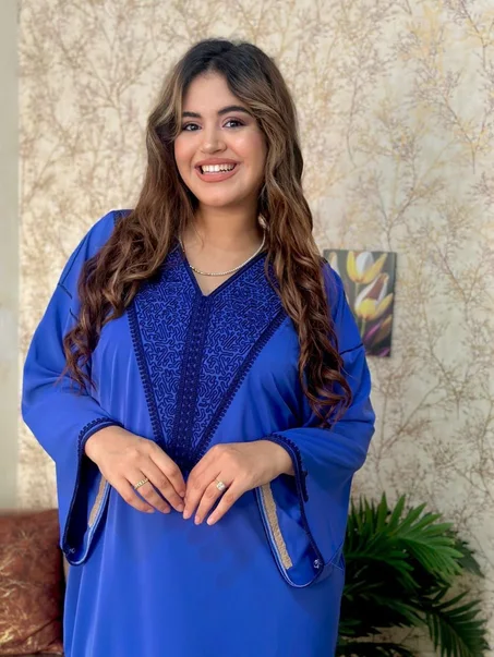 قفطان مغربي فاخر للأعياد والمناسبات أزرق ملكي