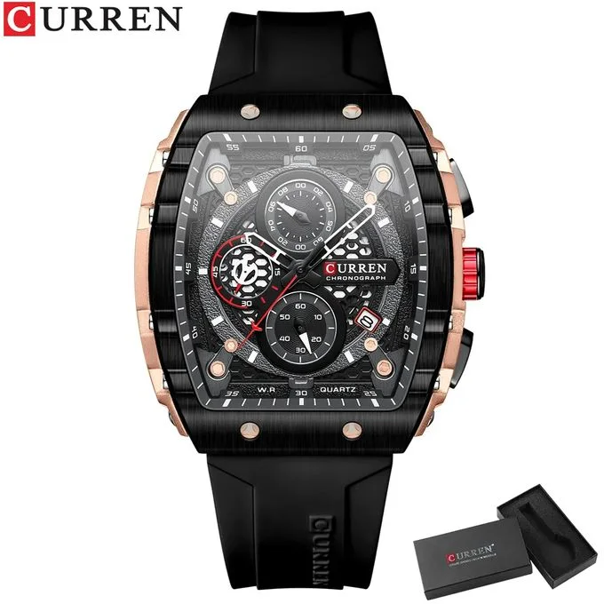 Current montres de luxe carré Quartz montre pour homme