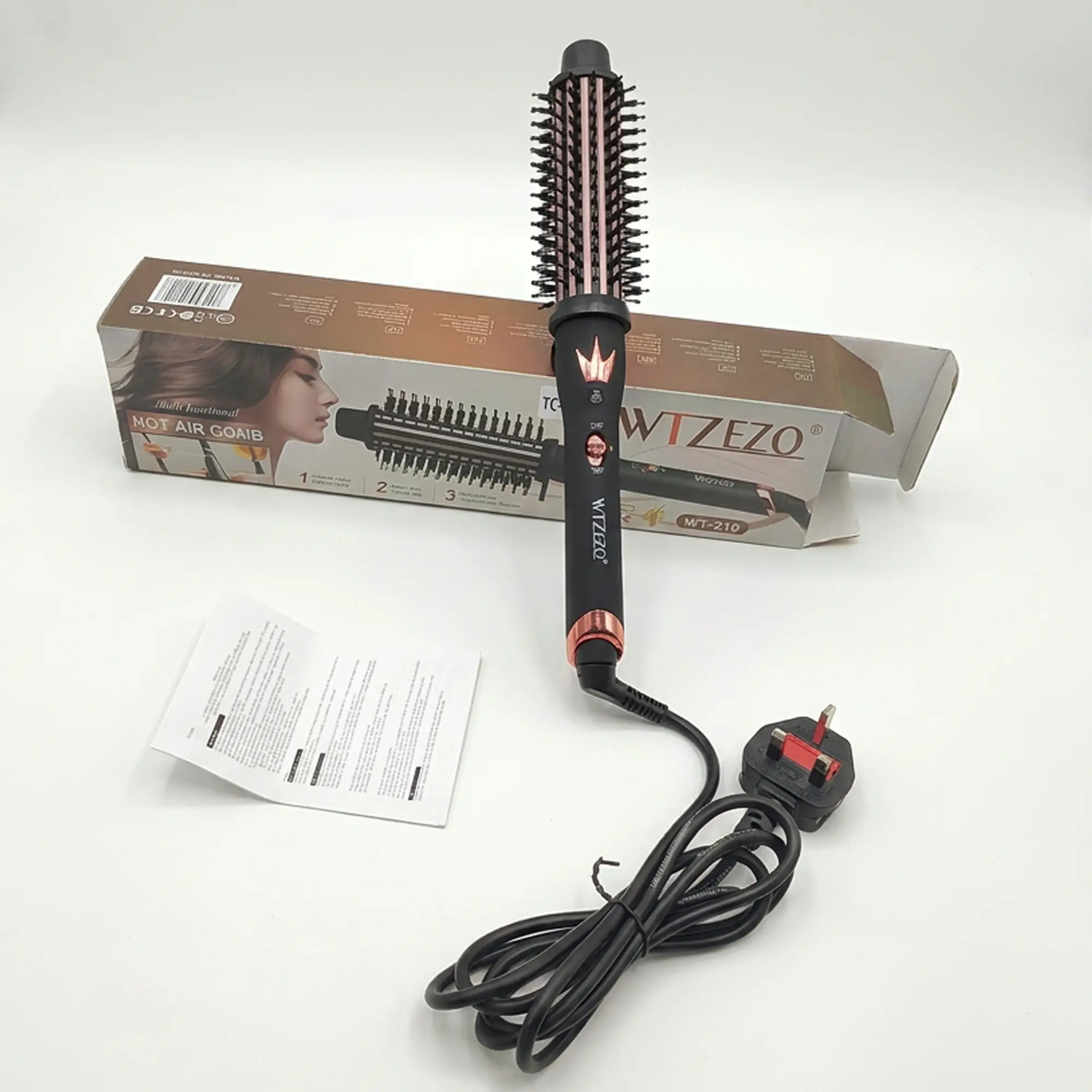 فرشاة الهواء الساخن WTZEZO WT-210 | تجفيف وتصفيف في خطوة واحدة – أيونات سالبة لشعر ناعم ولامع