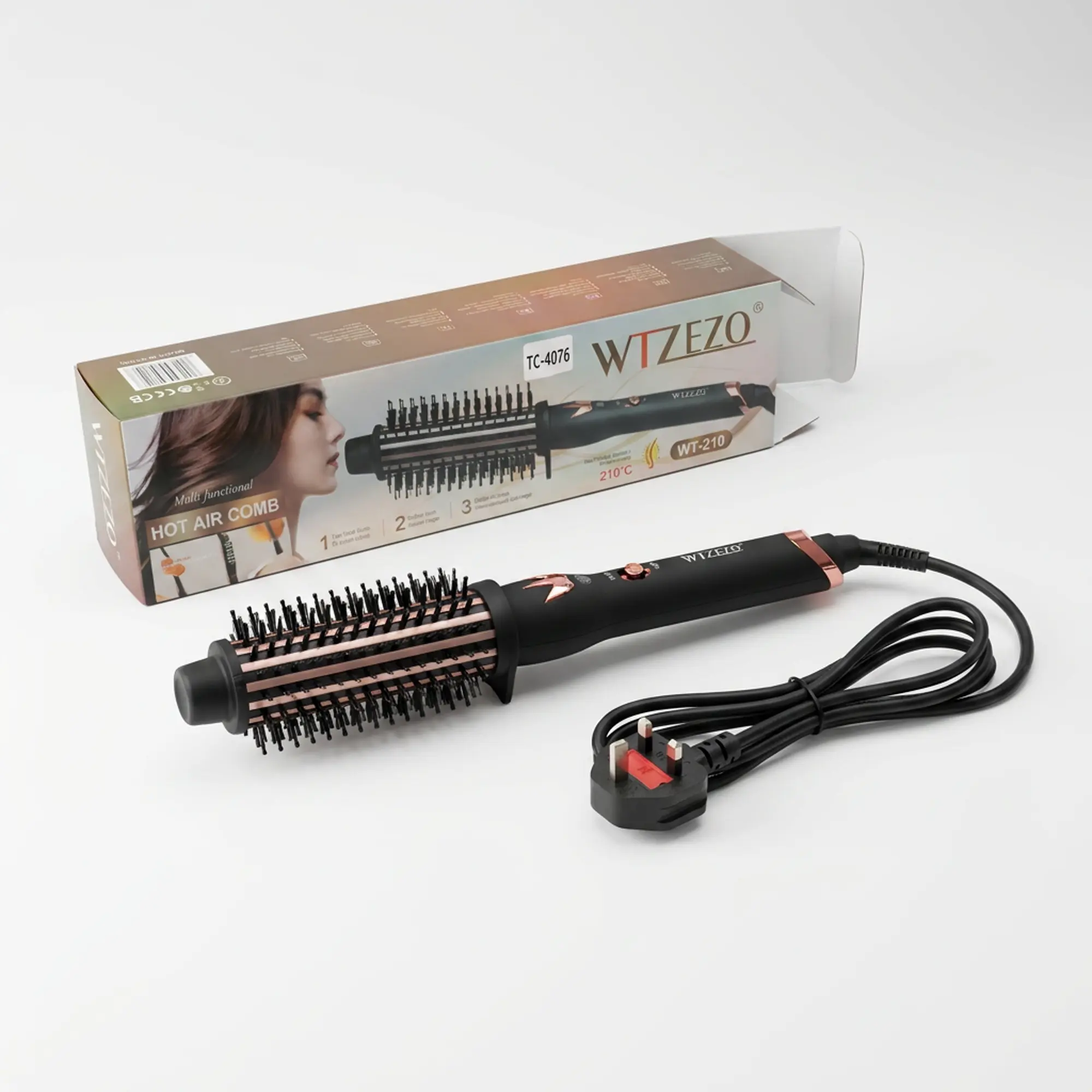 فرشاة الهواء الساخن WTZEZO WT-210 | تجفيف وتصفيف في خطوة واحدة – أيونات سالبة لشعر ناعم ولامع