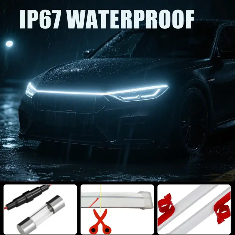 Bande lumineuse LED pour capot de voiture Flexible et imperméable-universels