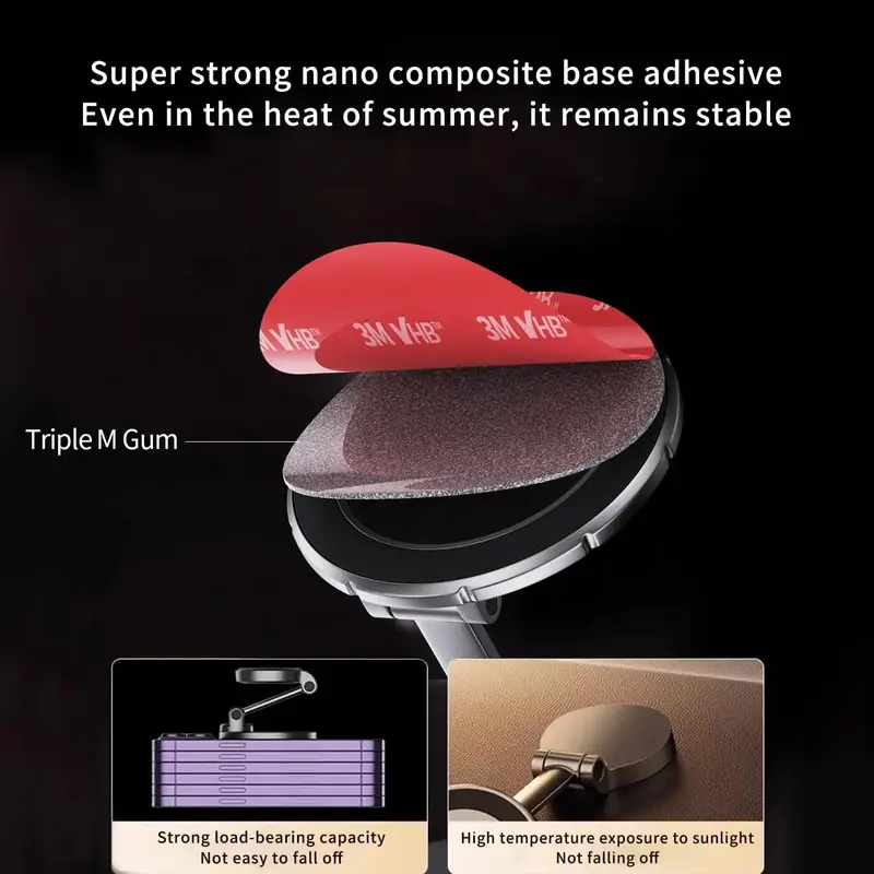 Support de téléphone portable magnétique pliable en alliage de zinc pour voiture