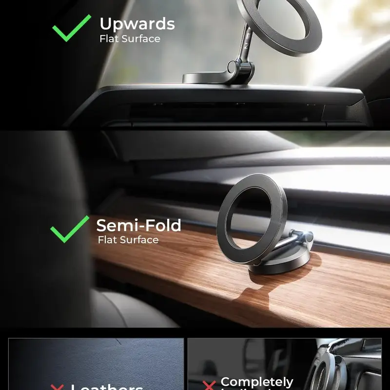 Support de téléphone portable magnétique pliable en alliage de zinc pour voiture