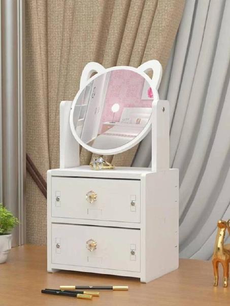 صندوق مجوهرات ومكياج بمرآة دوّارة – تصميم أنيق وعصري