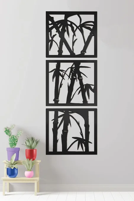Art Mural Bambou Métallique
