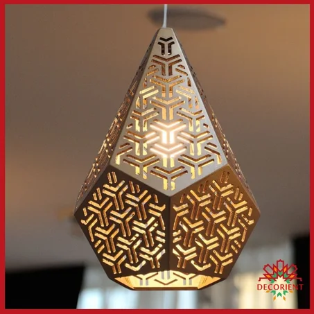 Lustre Noor en bois – Art et tradition marocains suspendus à votre plafond