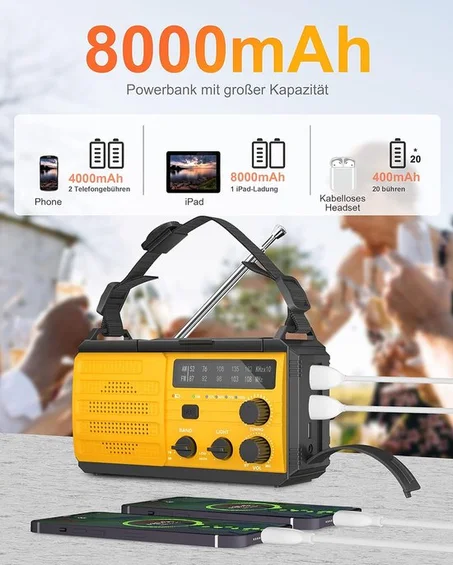 Radio d'urgence alimentée par batterie