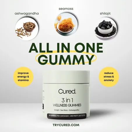 Gummies Shilajit 3-en-1 Homme – Énergie🔥de Cured®