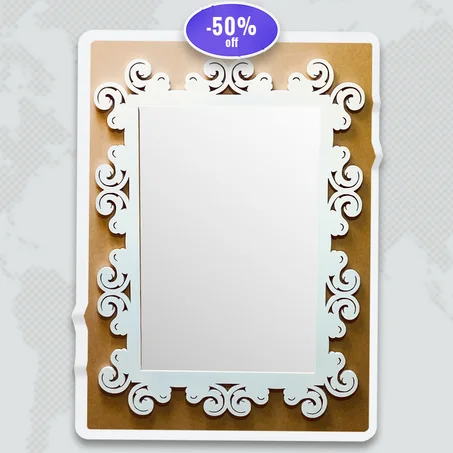 MIROIR MURAL  ASYMÉTRIQUE  Couleur:BLANCHE /Taille :120x87cm