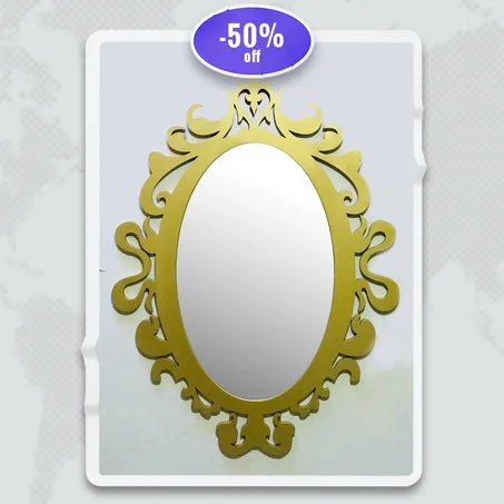MIROIR MURAL  ASYMÉTRIQUE  Couleur:DORÉ /Taille :120x87cm