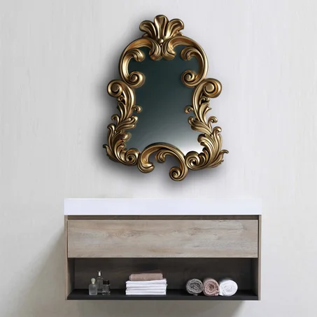 MIROIR MURAL  ASYMÉTRIQUE  Couleur:DORÉ /Taille :120x87cm